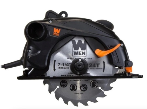WEN 36725 12A 7-1/4-Inch Sidewinder Circular Saw with 2-1/2-Inch Cutting Depth - Lot 224