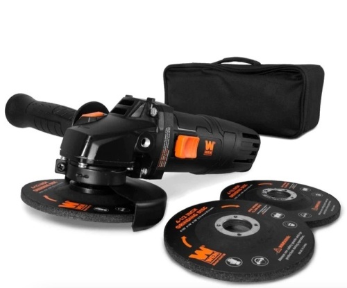 WEN 94475 7.5-Amp 4-1/2-Inch Angle Grinder with Reversible Handle, Three Grinding Discs, and Carrying Case - Lot 228