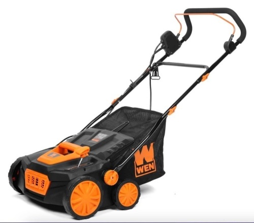 WEN DT1315 15-Inch 13-Amp 2-in-1 Electric Dethatcher and Scarifier with Collection Bag - Lot 245