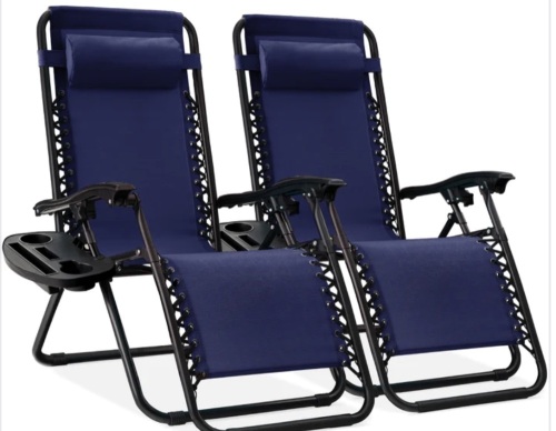 Set of 2 Adjustable Zero Gravity Patio Chair Recliners w/ Cup Holders - Lot 149