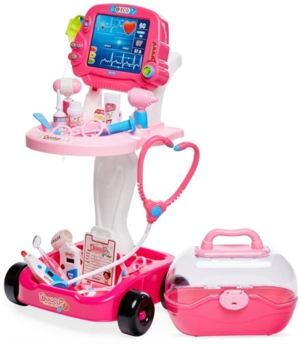 Play Doctor Kit for Kids, Boys & Girls with 17 Accessories, Mobile Cart - Lot 155