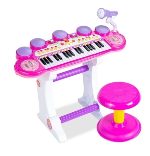 Best Choice Products 37-Key Kids Electronic Piano Keyboard w/ Multiple Sounds, Lights Microphone, Stool - Pink - Lot 157
