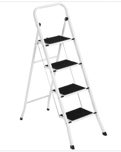 Folding Steel 4-Step Ladder w/ Hand Rail, Wide Steps, 330lbs Capacity - Lot 160
