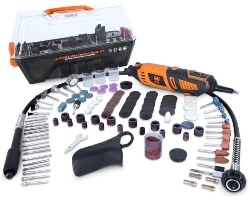 WEN 23190 1.3-Amp Variable Speed Steady-Grip Rotary Tool with 190-Piece Accessory Kit, Flex Shaft, and Carrying Case - Lot 337