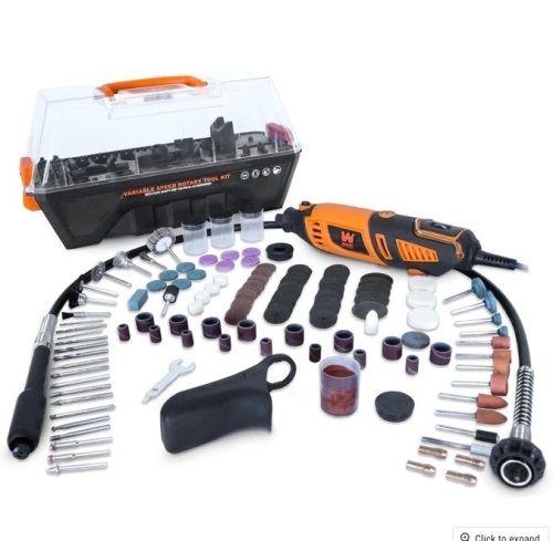 WEN 23190 1.3-Amp Variable Speed Steady-Grip Rotary Tool with 190-Piece Accessory Kit, Flex Shaft, and Carrying Case - Lot 342