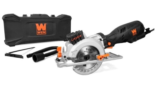 WEN 3625 5-Amp 4-1/2-Inch Beveling Compact Circular Saw with Laser and Carrying Case - Lot 343