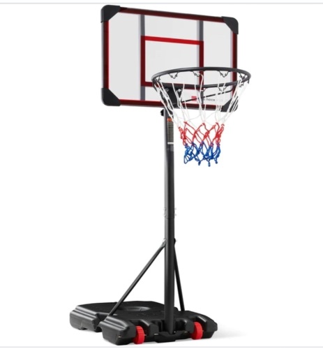Kids Height-Adjustable Basketball Hoop, Square Backboard w/ 2 Wheels - Lot 252