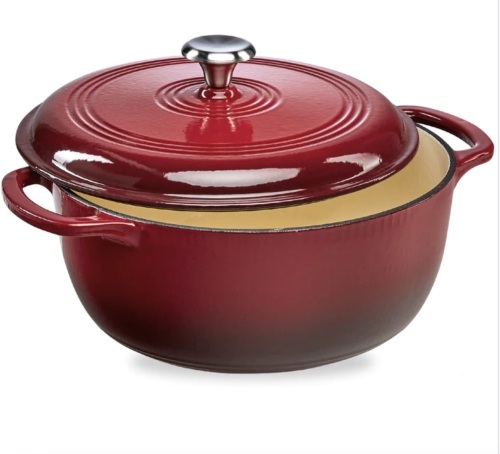 Cast-Iron Dutch Oven Kitchen Cookware w/ Enamel, Handles - 7.5qt - Lot 256