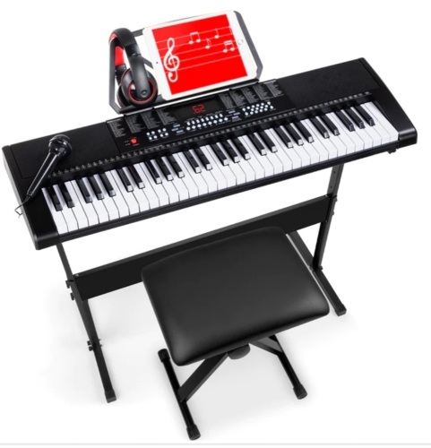 61-Key Beginners Electronic Keyboard Piano Set w/ 3 Modes, Microphone - Lot 275
