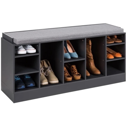 Shoe Storage Rack Bench w/ Padded Seat, 10 Cubbies - 46in $119.99 - Lot 279