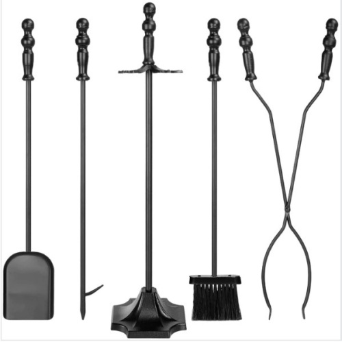 5-Piece Rustic Iron Indoor Outdoor Fireplace and Firepit Tool Set w/ Stand - Lot 368