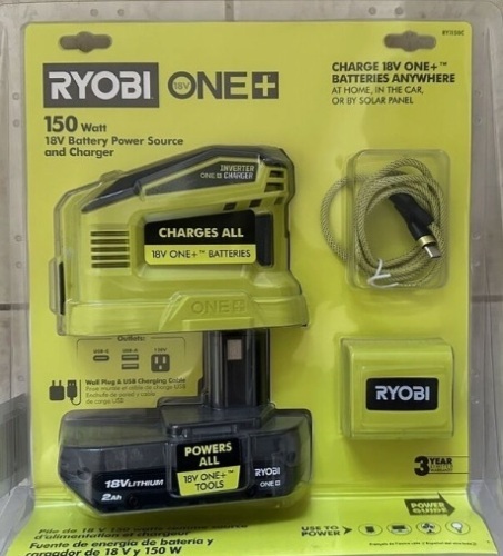 Ryobi ONE+ 18V 150W Power Source and Charger w/ battery - Lot 297