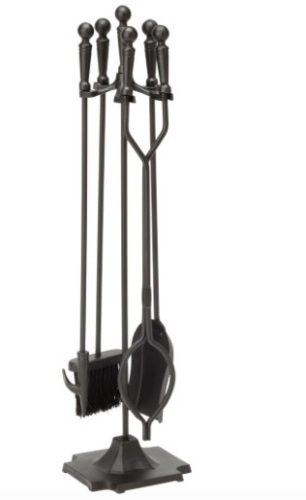 UniFlame 5-Piece Fireplace Tools Set with Ball Handles, Black - Lot 302