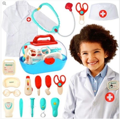 Play Doctor Kit for Kids, Boys & Girls w/ 18 Accessories, Doctor's Coat, Hat - Lot 308