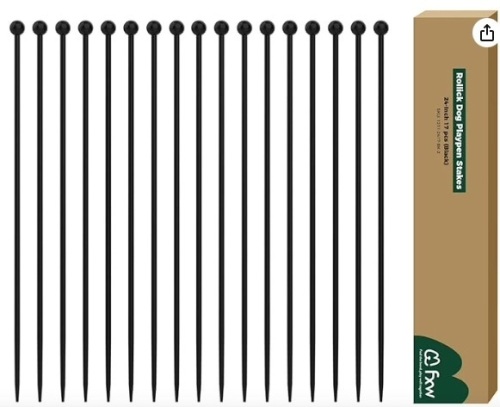 FXW 24inch Outdoor Dog Playpen Stakes, Additional Long Rods - Metal Post Replacement Pet Exercise Pen Accessories for Outdoor Use, 17PCS - Lot 393