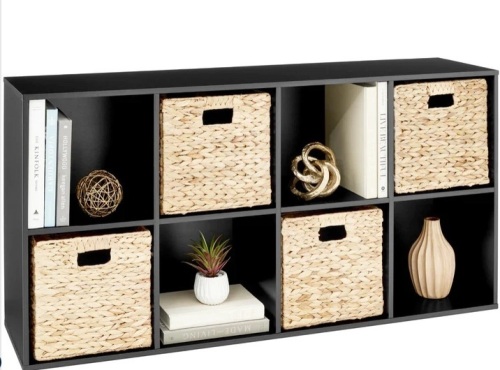 8-Cube Bookshelf, 11in Storage Display w/ Removable Panels, Customizable - Lot 450
