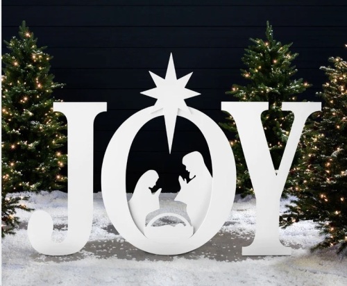 3-Piece Christmas JOY Nativity Yard Decoration w/ Ground Stakes - 46in - Lot 457
