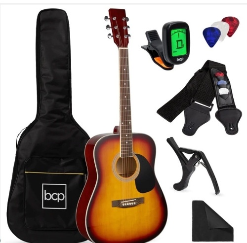 41in Acoustic Guitar Starter Kit w/ Digital Tuner, Padded Case, Picks, Strap $169.99 - Lot 470