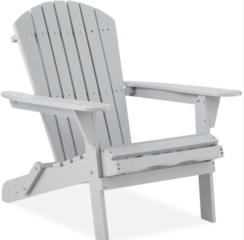 Folding Wooden Adirondack Chair, Accent Furniture w/ Natural Woodgrain $119.99 - Lot 477