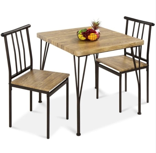 3-Piece Metal Wood Square Dining Table Furniture Set w/ 2 Chairs $199.99 - Lot 481