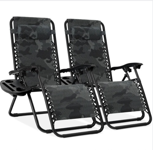 Set of 2 Adjustable Zero Gravity Patio Chair Recliners w/ Cup Holders $149.99 - Lot 482