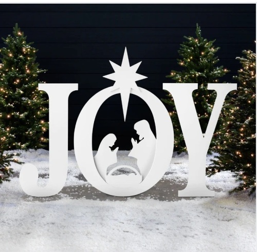 3-Piece Christmas JOY Nativity Yard Decoration w/ Ground Stakes - 46in $169.99 - Lot 483