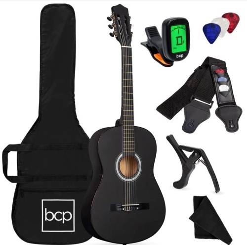 Beginner Acoustic Guitar Set w/ Case, Strap, Digital Tuner, Strings - 38in $99.99 - Lot 488