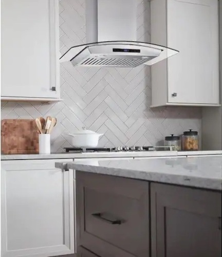 Vissani 30 in. W Convertible Glass Wall Mount Range Hood with 2 Charcoal Filters in Stainless Steel$426.80 - Lot 604