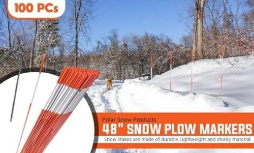100 Pack 48 Inch Driveway Markers 1/4 Inch Dia - with 12" Install Drill Bit, Snow Stakes, Snow Plow Markers, Snow Poles, Rods (100)  - Lot 596