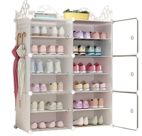 C.G Life 6-Tiers Stackable 24-30 pairs Freestanding Shoe Storage Cabinets with Adjustable Shelving,Black Shoe Shelf Organizer for Bedroom, Closet, Entryway, Dorm Room,Garage,Shoe Rack have 6 cubes - Lot 404