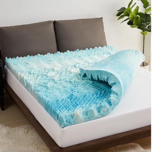 DQZ 3 Inch Queen Mattress Topper 7-Zone Infused Memory Foam Mattress Topper - Cooling Gel Mattress Pad - Upgraded Ergonomics Mattress - CertiPUR-US and Oeko-TEX Certification - Lot 408