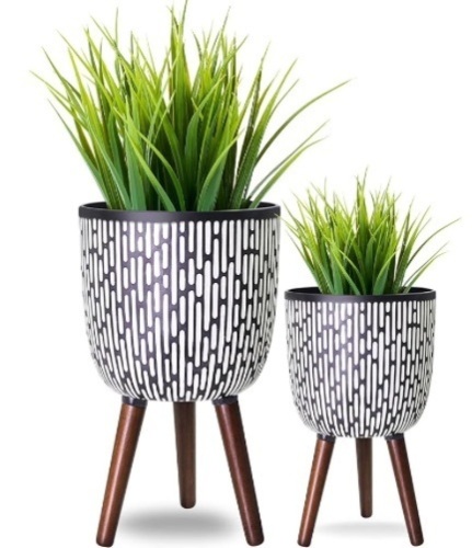 Opnons Plant Pot with Stand 2pcs 10 & 12 inches, Mid-Century Tall Planter with Legs  - Lot 490