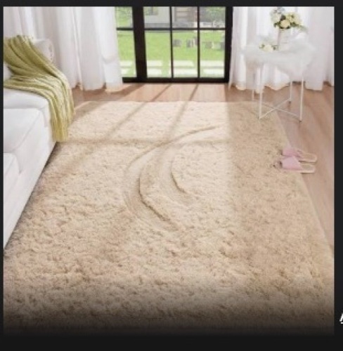 Living Room Rug 5x8 Shag Area Rug Light Tan Ultra Soft Plush Rugs for Bedroom Kids Room Nusery Long Fur Rug Washable and Non-Slipping,Beige - Lot 494