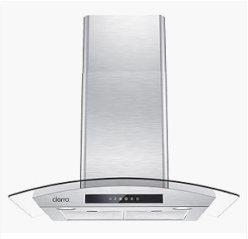 Wall Mount Range Hood 30 inch with Soft Touch Control in Stainless Steel & Tempered Glass, Stove Vent Hood for Kitchen with 3 Speed Fan, Permanent Filters, Ductless Convertible Duct, CIARRA CAS75502  - Lot 498
