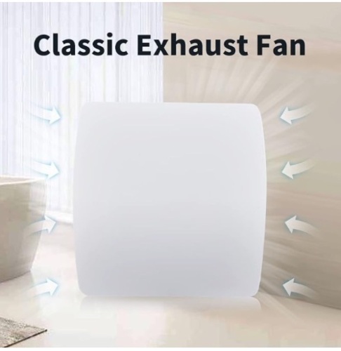 Zeyzer Exhaust Fan 110 CFM 1.0 Sones 5.9" Duct White Square Quiet Powerful Ceiling or Wall-Mount Ventilation Fan for Bathroom/Corridor/Office/Laundry Room/Shop - Lot 501