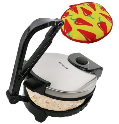 0inch Roti Maker by StarBlue with FREE Roti Warmer - The automatic Stainless Steel Non-Stick Electric machine to make Indian style Chapati, Tortilla, Roti AC 110V 50/60Hz 1200W - Lot 503