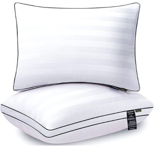 Amolavet Hotel Collection Pillows King Size Set of 2 Medium Firm-Adjustabale Bed Pillows for Sleeping-Super Fluffy & Soft Down Alternative Pillows-Side & Back Sleeper Pillows for Adults - Lot 505