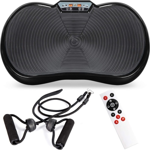Vibration Plate Exercise Machine Full Body Fitness Platform for Weight Loss & Toning w/ Resistance Bands, 10 Preset Workouts, Remote Control - Lot 755