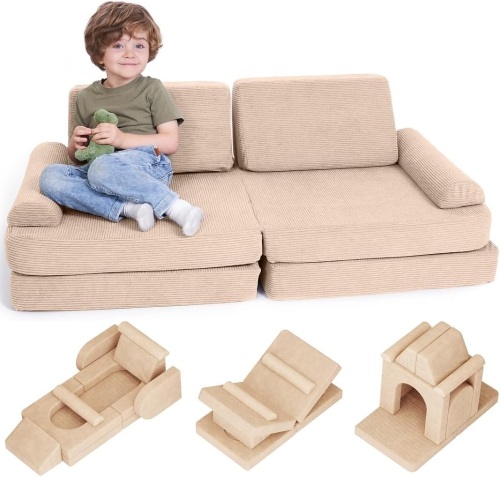 ZICOTO Modular Kids Play Couch for Fun Play Time or Comfy Lounging - The Perfect Toddler Sofa to Boost Creativity and Easily Build Magical Forts and More in Your Playroom/Nursery - Lot 718