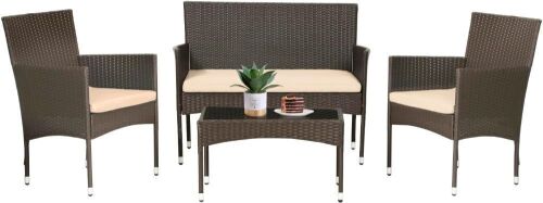 Outdoor Rattan Wicker Patio Set, Brown  - Lot 75