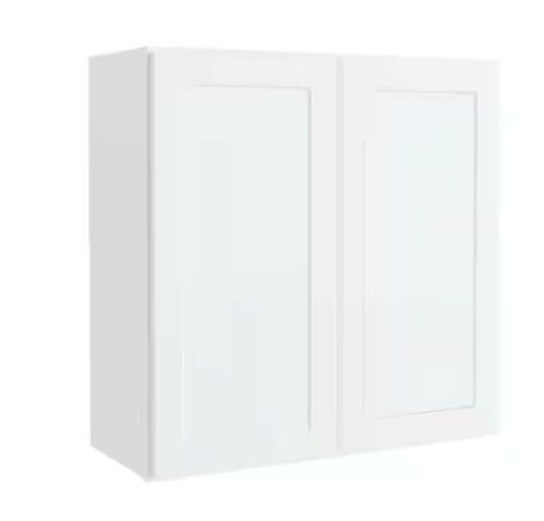 Hampton Bay Courtland 30 in. W x 12 in. D x 30 in. H Assembled Shaker Wall Kitchen Cabinet in Polar White  - Lot 121