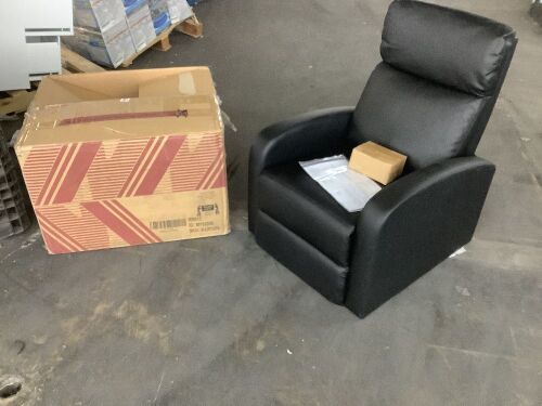 Black Single Recliner Chair Padded Seat PU Leather - Lot 314
