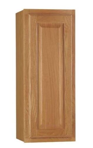  Hampton Bay Hampton 12 in. W x 12 in. D x 30 in. H Assembled Wall Kitchen Cabinet in Medium Oak - Lot 359