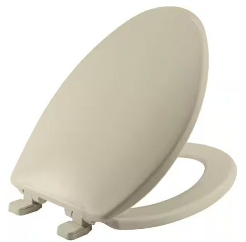 Kimball Soft Close Elongated Plastic Closed Front Toilet Seat in Bone Never Loosens  - Lot 546