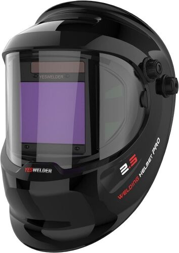 YESWELDER Large Viewing True Color Solar Powered Auto Darkening Welding Helmet with Side View - Lot 410