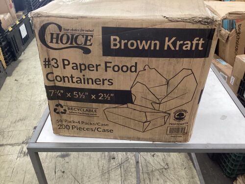 Brown Kraft #3 Paper Food Containers, 200pc - Lot 668