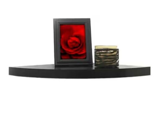 18 in. W x 18 in. D x 1.5 in. H Black Wall Mounted Floating Corner Shelf  - Lot 540