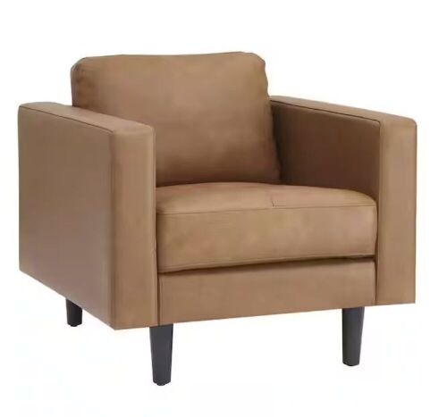 Tan Top Grain Leather Mid-Century Chair - Lot 77