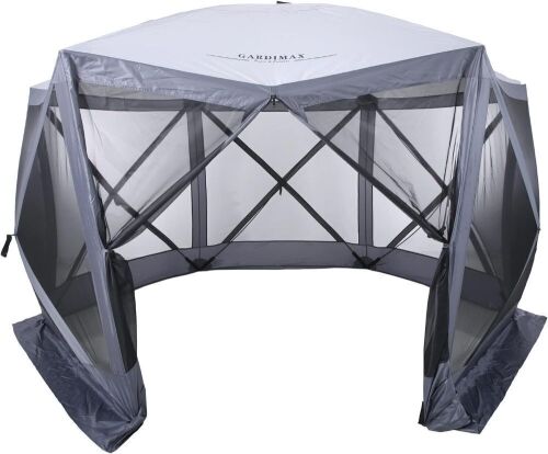 Gardimax Pop Up Instant 12'x12' 6 Sided Gazebo Screen House  - Lot 580