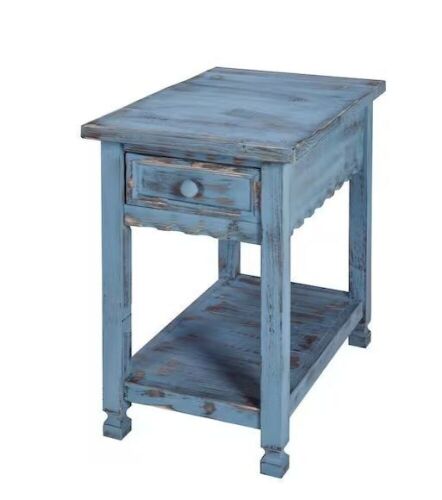 Alaterre Furniture Country Cottage Blue Antique Chairside Table  - Lot 92